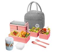 TingHaoO Boîte à déjeuner pratique pour ranger les aliments - Texture - Boîte de pique-nique - Boîte à repas double couche