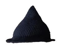 TingHaoO Chapeau de sorcière en crochet fait à la main pour fête d'Halloween, femmes et hommes, casquette de magicien, accessoire de tête tricoté à la main sur le thème de la sorcière, accessoire