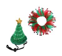 TingHaoO Ensemble bonnet de Père Noël et écharpe pour animaux de compagnie, vêtements de Noël doux et confortables à porter pour chats et chiens, décorations de Noël