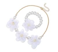 TingHaoO Ensemble de bijoux imitation perles collier pendentif fleur perles enfants décoration tenue bijoux perles enfants perles fleurs et