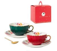 TingHaoO Ensemble de tasses à café en porcelaine anglaise européenne délicate, tasses à café légères et luxueuses en céramique, ensemble de tasse et soucoupe pour usage domestique