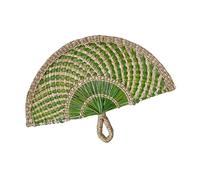 TingHaoO Éventail de paille tissé à la main - Éventail de refroidissement à la main - Couleur rafraîchissante - Décoration murale pour amoureux des couleurs