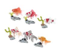 TingHaoO Figurines de poisson - Décorations d'aquarium faites à la main - Figurine d'art pour aquarium extérieur - Ensemble de poissons interactifs