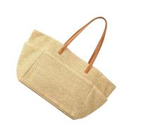 TingHaoO Grand sac à bandoulière en paille pour femme - Style décontracté - Pour les vacances en plein air - Avec plusieurs poches - Grande capacité