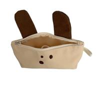 TingHaoO Grande trousse à crayons en toile avec oreilles de chien pour filles et femmes, Taille du café