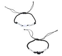 TingHaoO Lot de 2 bracelets élégants pour couple tissés à la main avec pendentif chat coloré pour un usage quotidien