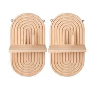 TingHaoO Lot de 2 étagères murales vintage flottantes de forme ovale pour plantes, livres, décoration de chambre à coucher, salle de bain, étagères murales en bois