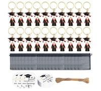 TingHaoO Lot de 20 porte-clés de célébration académique avec étiquettes cadeaux et pochettes à cordon de serrage pour remise de diplôme