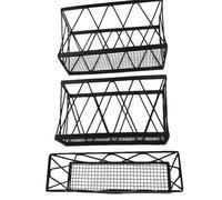TingHaoO Lot de 3 bacs de rangement muraux pour porte d'armoire - Panier en fil de fer noir pour l'organisation de la maison