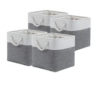 TingHaoO Lot de 4 cubes de rangement pliables en tissu avec poignée en corde pour vêtements et literie Cubes de rangement polyvalents