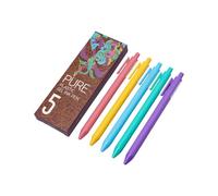 TingHaoO Lot de 5 stylos à encre gel à séchage rapide rétractables de 0,5 mm pour journal, prise de notes, fournitures scolaires et de bureau