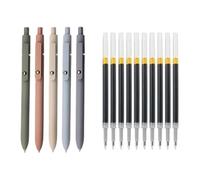 TingHaoO Lot de 5 stylos à encre gel rétractables avec 10 recharges pour écriture, notes, journal, encre gel à séchage rapide pour étudiant