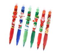 TingHaoO Lot de 6 stylos à encre gel effaçables sur le thème de Noël - Pointe de 0,5 mm - Encre bleue rétractable pour écrire, prendre des notes, journal intime, prise en main confortable