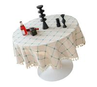 TingHaoO Nappe ronde durable en polyester et coton résistant contre le fond antidérapant 140 cm de diamètre en plusieurs teintures Simple Nappe simple