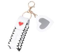 TingHaoO Petit étui portable pour baume à lèvres avec attache porte-clés pour femme élégante en cuir PU rouge à lèvres porte-clés ornement sac, blanc