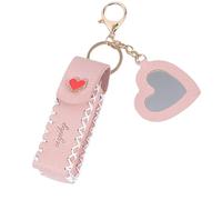 TingHaoO Petit étui portable pour baume à lèvres avec attache porte-clés pour femme élégante en cuir PU rouge à lèvres porte-clés ornement sac, rose