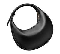 TingHaoO Petits sacs Hoboes pour femme avec bandoulière en forme de croissant - Sac à main en cuir souple avec sangle réglable, Noir , One Size