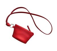 TingHaoO Pochettes tendance en cuir synthétique pour pièces de monnaie et clés avec cordon tour de cou, poche à changer, organisation facile pour femmes et adolescentes, Rouge