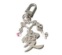 TingHaoO Porte-clés polyvalent avec motif tête de mort convertible en cordon de téléphone, pendentif de sac ou carte de décoration sécurisée pour clés