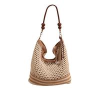 TingHaoO Sac à bandoulière assorti pour femme, sac à main décontracté en paille, sac à bandoulière de plage, grande capacité, sac à main en paille pour le quotidien, pour la plage, kaki, One Size
