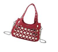 TingHaoO Sac à bandoulière contemporain clouté étoile cloutée bandoulière amovible pour femme sac à main en cuir PU sac à bandoulière pour usage quotidien sac à bandoulière en cuir PU, Rouge, One Size
