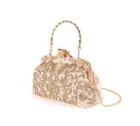 TingHaoO Sac à bandoulière d'inspiration rétro avec broderie florale pour mariage, fête, bal de fin d'année, événement, champagne