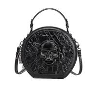 TingHaoO Sac à bandoulière rétro pour femme, sac à bandoulière punk, sac à main rond élégant pour tous les jours, steampunk en cuir PU, rétro rond