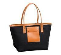 TingHaoO Sac de plage de grande capacité, sac à main tendance avec garniture en polyuréthane, sacs à bandoulière à double poignée pour gym, shopping pour femmes et filles, épaule pour la plage, Noir