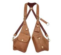 TingHaoO Sac de poitrine unisexe d'inspiration punk, léger, en cuir PU, accessoire de voyage, usage quotidien, bandoulière réglable, marron clair, One Size