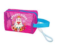 TingHaoO Sacs d'Halloween en maille pour enfants réutilisables et respirants pour collection de bonbons, cadeaux de fête pour enfants, pochettes réutilisables pour collation d'Halloween, rose rouge