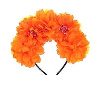 TingHaoO Serre-tête de mort pour enfants - Pour Halloween - Pour fêtes sur le thème des fleurs - Serre-tête de squelette foncé avec guirlande de roses colorées - Costume d'Halloween