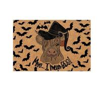 TingHaoO Tapis de salle de bain sur le thème d'Halloween - Tapis d'entrée avec chauve-souris - Reste au sec et antidérapant - Absorbant l'eau - Lavable en machine