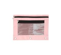 TingHaoO Trousse à crayons portable à 3 anneaux avec double fermeture éclair - Fournitures scolaires pour stylos, marqueurs, ciseaux, a