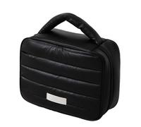 TingHaoO Trousse de maquillage de voyage élégante pour femmes et filles - Trousse de maquillage spacieuse avec poignée confortable, Noir