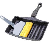 TINGJUNN Poêle à omelette sans fumée, poêle à frire antiadhésive, poêle à omelette au riz de blé avec fond ondulé, poêle rectangulaire avec poignée anti-brûlure, facile à nettoyer.