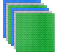 TINGLAND Lot de 6 grandes plaques de construction compatibles avec Duplo, plaque de base verte, bleue, gris, plaque de 25,5 x 25,5 cm, pour jouets créatifs d'âge préscolaire