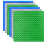 TINGLAND Lot de 6 grands panneaux compatibles avec Duplo, plaque de base Duplo, 25,5 x 25,5 cm, plaque DUPLO pour jouets créatifs préscolaires (vert bleu gris)