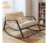 TINGMIAN Chaise Berçante Double Confortable Chambre Coucher,Chaise Berçante Rembourrée Et Respirante avec Accoudoirs, Chaise Longue Jardin D'extérieur(Beige,Black Feet)