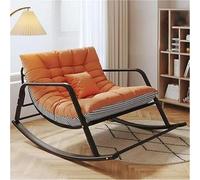 TINGMIAN Chaise Berçante Double Confortable Chambre Coucher,Chaise Berçante Rembourrée Et Respirante avec Accoudoirs, Chaise Longue Jardin D'extérieur(Orange,Black Feet)