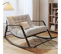 TINGMIAN Chaise Berçante Double Confortable Chambre Coucher,Chaise Berçante Rembourrée Et Respirante avec Accoudoirs, Chaise Longue Jardin D'extérieur(Grey,Black Feet)
