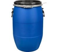 TINGMIAN Grand tonneau de rangement en plastique bleu avec couvercle et anneau de verrouillage de qualité alimentaire (200 L)