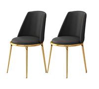 TINGMIAN Lot de 2 Chaises Salle Manger, Rembourrées Modernes avec Siège Coussin Cuir Super Fibre Doux Et Pied Doré Galvanisé, Comptoir Salon(Negro)