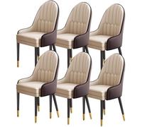 TINGMIAN Lot de 6 chaises de salle à manger de cuisine, Papi Salon Évier Pieds en bois Supports de bureau (marron+kaki)