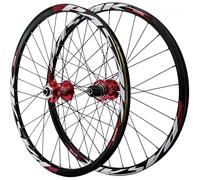 TINGMIAN Paire de roues de VTT 66/70/73,7 cm, frein à disque à dégagement rapide, jantes en alliage double couche, roues avant et arrière pour cassette de 7 à 12 vitesses, 32 trous (rouge, 73,7 cm)