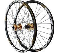 TINGMIAN Paire Roues 26/27,5/29 Pouces Freins Disque Et Démontage Rapide, Jantes Avant Et Arrière Alliage Double Couche, for Cassette 7-12 Vitesses, 32 Trous(Gold,27.5inch)