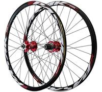 TINGMIAN Paire Roues VTT 24/26/27,5/29 Pouces Jante Vélo Roulement Scellé Alliage D'aluminium, Moyeux Cassette Roue Avant Et Arrière Vélo Montagne 32H for 7-12 Vitesses(Red Front+Rear,24 inch)