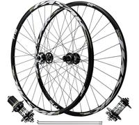 TINGMIAN Paire Roues VTT 26, 27,5 Et 29 Pouces, Freins Disque 4 Roulements Étanches Jantes Avant Et Arrière 32 Trous Compatibles avec Cassettes 7 À 11 Vitesses(Black QR,26 inch)