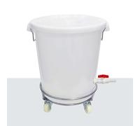 TINGMIAN Tonneau de collecte de pluie avec support de 55/17/24/32 gallons avec couvercle et roulettes, réservoir d'eau en plastique durable (blanc, 55 x 68 cm)