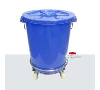 TINGMIAN Tonneau de collecte de pluie avec support de 55/17/24/32 gallons avec couvercle et roulettes, réservoir d'eau en plastique durable (bleu, 55 x 68 cm)