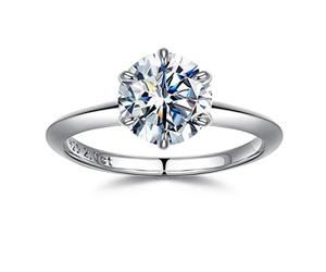 TINGN Bague de fiançailles pour femme - Solitaire en argent sterling 925 - Couleur D VVS1 - Bagues de mariage - Cadeau de fiançailles pour femme, maman, épouse, petite amie, 54.4 (17.3)